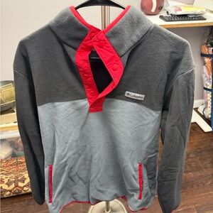 Columbia Charcoal and Scarlet Fleece Pullover